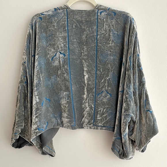 ZARA Collection Velvet Floral Cardigan, Green/Blue, Size Medium - Picture 12 of 16